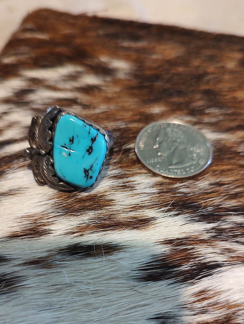 Turquoise Statement Ring in Bright Blue with Silver Setting